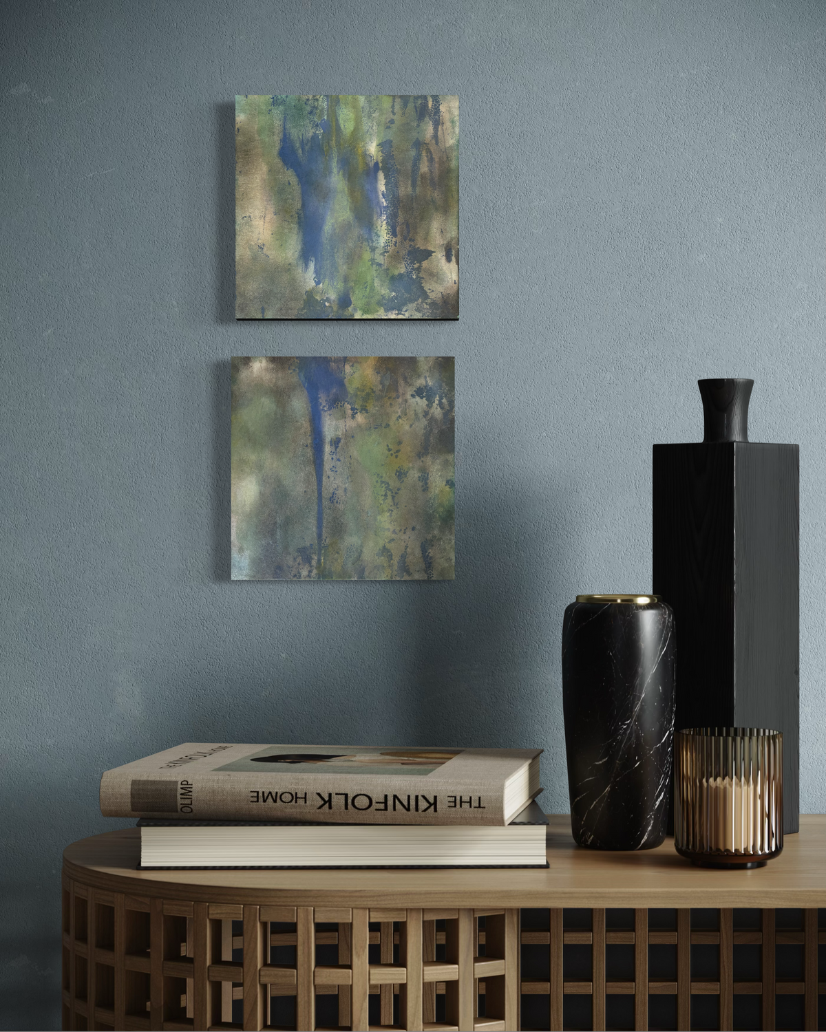 明け / Ake (2panels, each 18 × 18 × 2 cm / 7 × 7 × 0.75 inches)