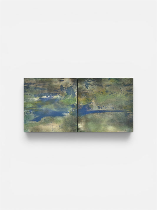 明け / Ake (2panels, each 18 × 18 × 2 cm / 7 × 7 × 0.75 inches)